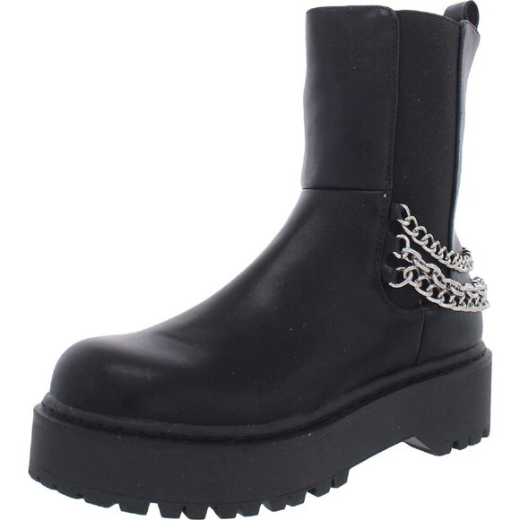Wild Pair Shoes - NIB [Wild Pair] Rocksann Chain Zipper Platform Ankle Moto Boots Women's Size 5.5